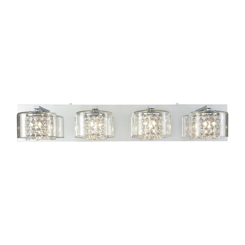Springvale 4 Light Vanity In Polished Chrome With Clear Crystal And Glass