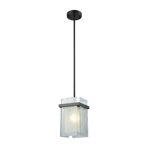 Vellis 1 Light Pendant In Oil Rubbed Bronze With Frosted Glass And Textured Glass Panels