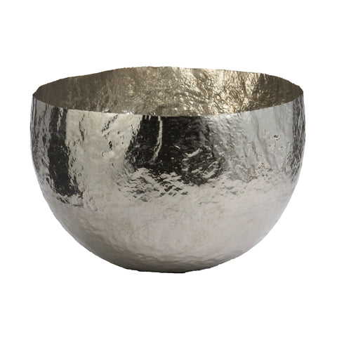 Nickel Plated Hammered Brass Dish - Large