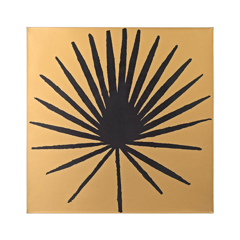 Palm Frond On Metallic Gold Wood