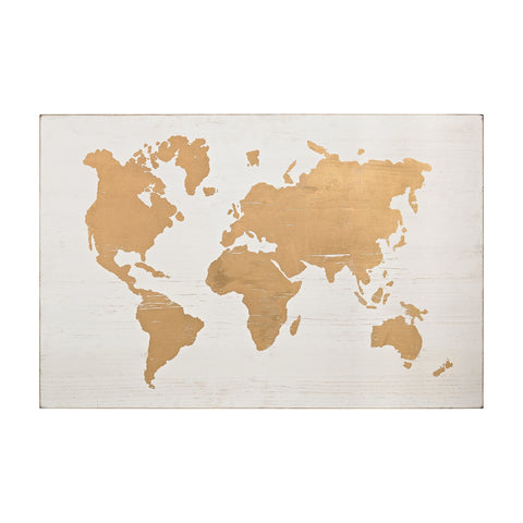 Metallic World Map on Wood