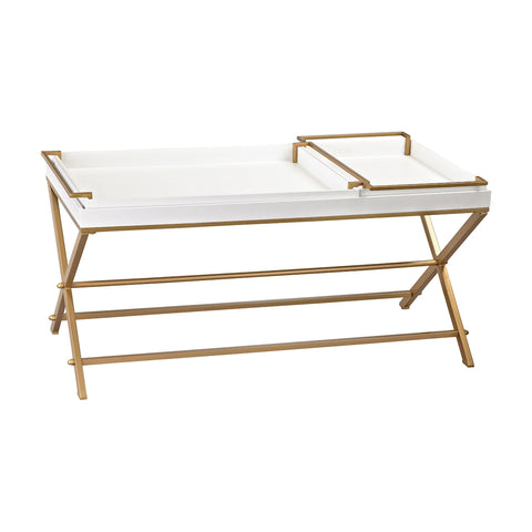 Gold and White Coffee Table with Trays