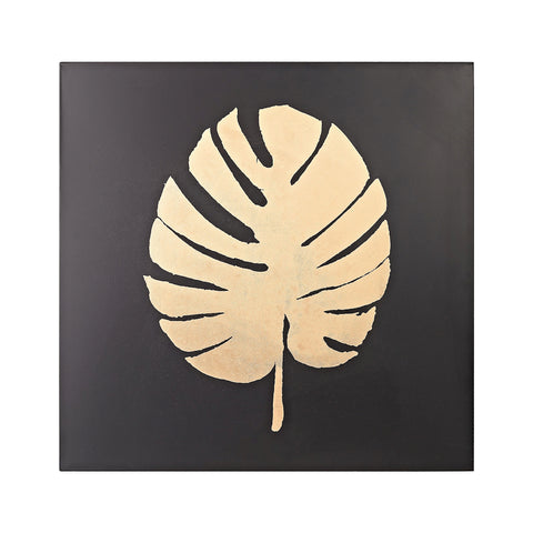 Metallic Palm Frond On Black