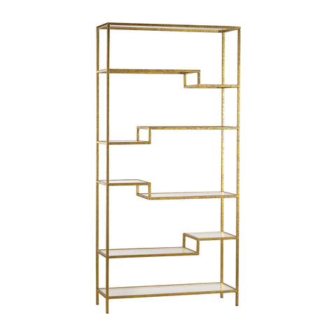 Gold And Mirrored Shelving Unit