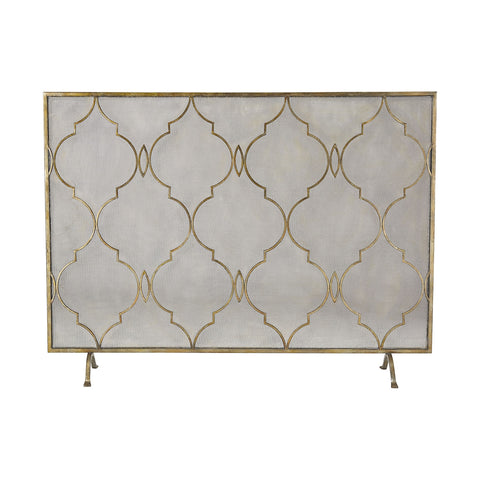 Agra Antique Gold 34-Inch Metal Fire Screen