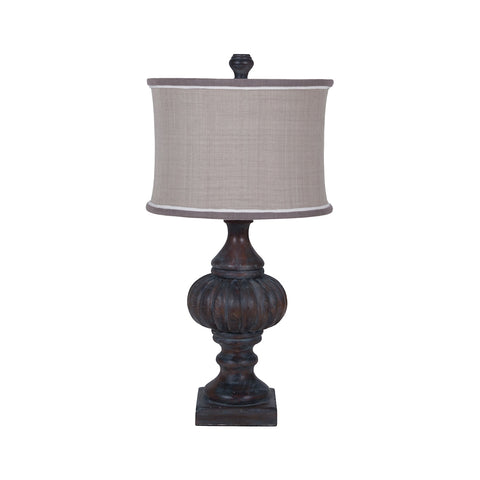 Gourd Spindle Lamp In Heritage Grey Stain
