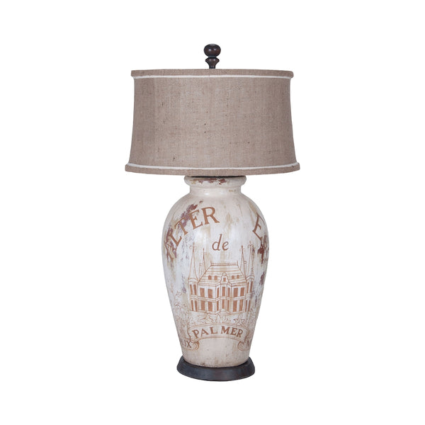 Terra Cotta Table Lamp I With Wine Label Graphics
