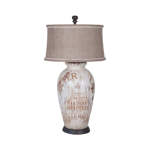 Terra Cotta Table Lamp I With Wine Label Graphics