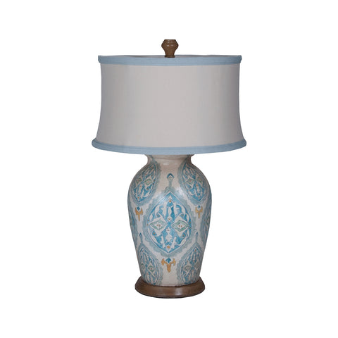 Terra Cotta Table Lamp VII With European Tile Art