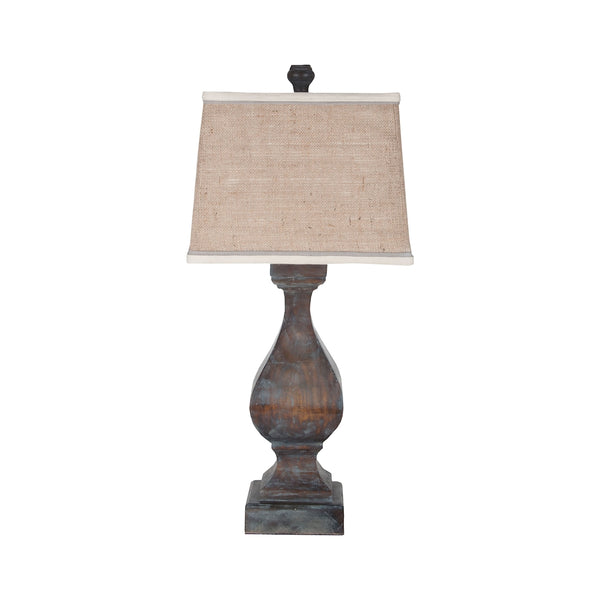Carved Beacon Table Lamp In Heritage Grey Stain