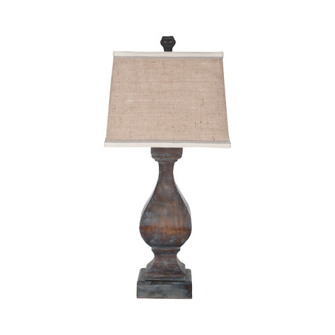 Carved Beacon Table Lamp In Heritage Grey Stain