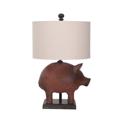 Terracotta Pig Lamp