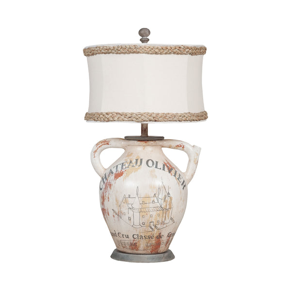 Terra Cotta II Table Lamp With Handpainted Wine Label Graphics