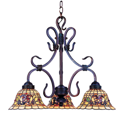 Tiffany Buckingham 3 Light Chandelier In Vintage Antique