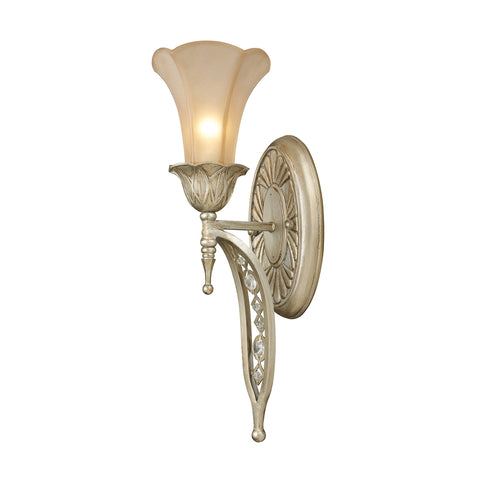 Chelsea 1 Light Wall Sconce In Aged Silver And Beige Frosted Glass