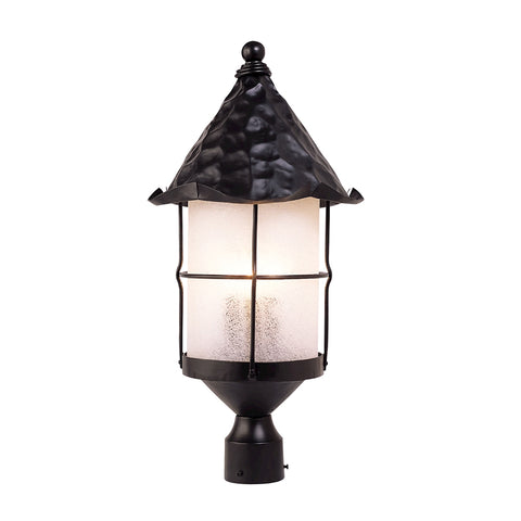 Rustica 3 Light Outdoor Post Lamp In Matte Black And Scavo Glass