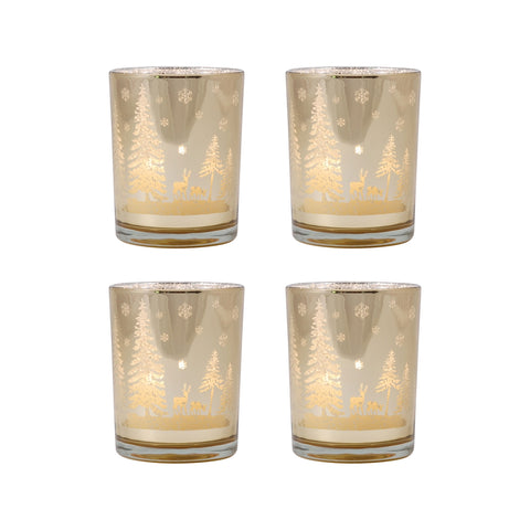 Winter Scene Set of 4 Pillar Holders
