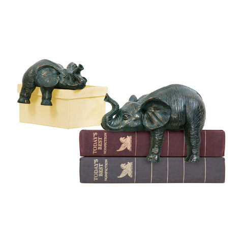 Sprawling Elephants Statues - Set of 2