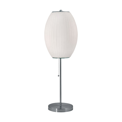 Cigar Table Lamp In Satin Nickel And White