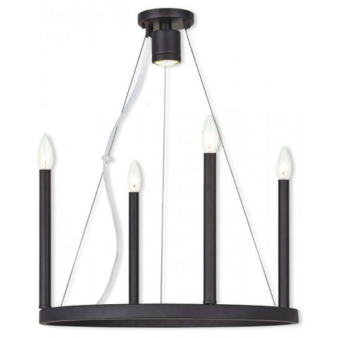 Livex Lighting Alpine 4 Light + 1 Light Bronze Chandelier