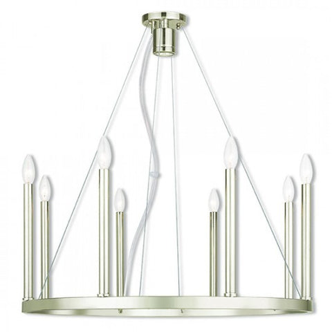Livex Lighting Alpine 8 Light Polished Nickel Chandelier