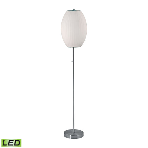 Cigar LED Floor Lamp In Satin Nickel And White