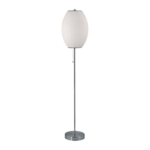 Cigar Floor Lamp In Satin Nickel And White