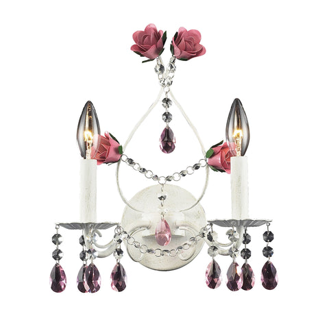 Rosavita 2 Light Wall Sconce In Antique White And Pink