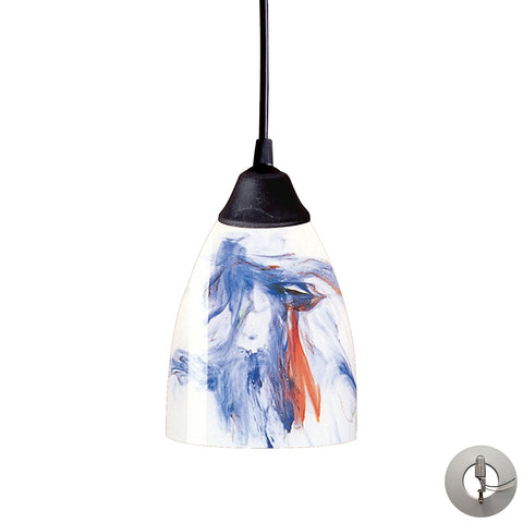 Classico 1 Light Pendant In Dark Rust And Mountain Glass - Includes Recessed Lighting Kit
