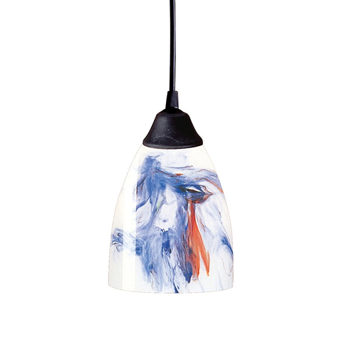 Classico 1 Light Pendant In Dark Rust And Mountain Glass