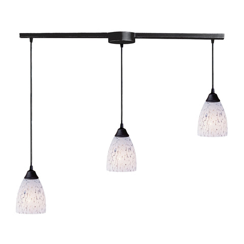 Classico 3 Light Pendant In Dark Rust And Snow White Glass
