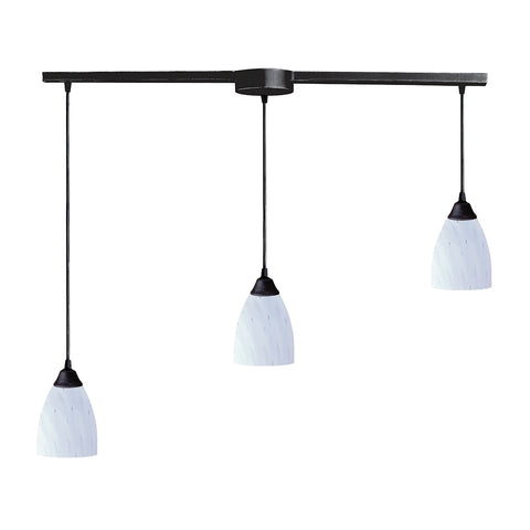 Classico 3 Light Pendant In Dark Rust And Simply White Glass