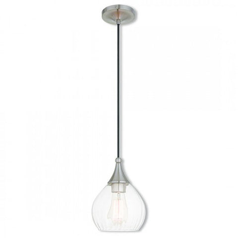 Livex Lighting Art Glass Mini Pendant 1 Light Brushed Nickel Mini Pendant