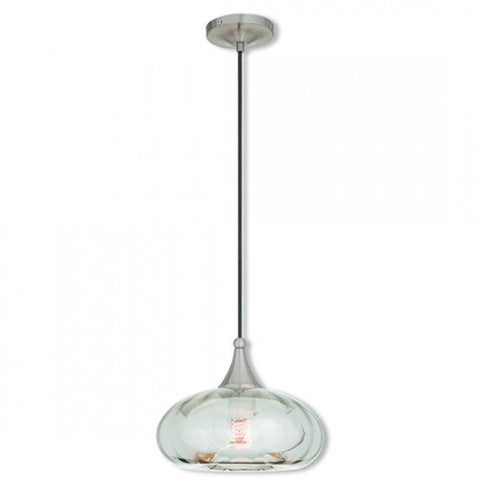 Livex Lighting Art Glass Mini Pendant 1 Light Brushed Nickel Mini Pendant