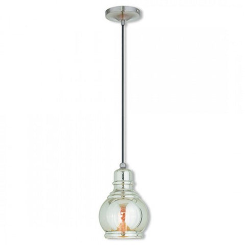 Livex Lighting Art Glass Mini Pendant 1 Light Brushed Nickel Mini Pendant