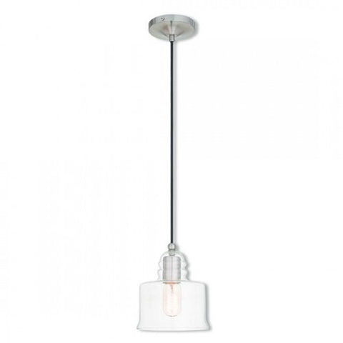 Livex Lighting Art Glass Mini Pendant 1 Light Brushed Nickel Mini Pendant