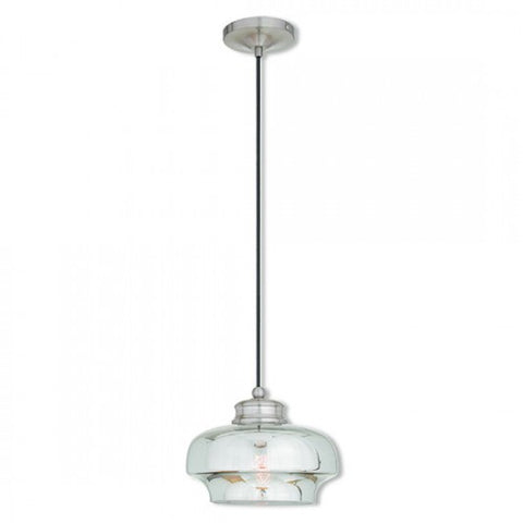 Livex Lighting Art Glass Mini Pendant 1 Light Brushed Nickel Mini Pendant