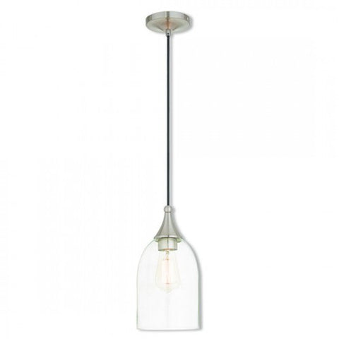 Livex Lighting Art Glass Mini Pendant 1 Light Brushed Nickel Mini Pendant