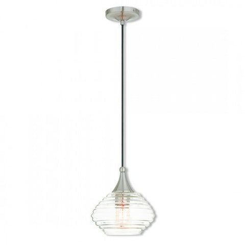 Livex Lighting Art Glass Mini Pendant 1 Light Brushed Nickel Mini Pendant