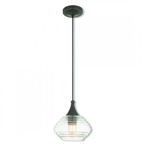 Livex Lighting Art Glass Mini Pendant 1 Light English Bronze Mini Pendant
