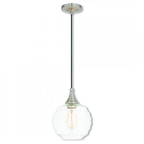 Livex Lighting Art Glass Mini Pendant 1 Light Brushed Nickel Mini Pendant