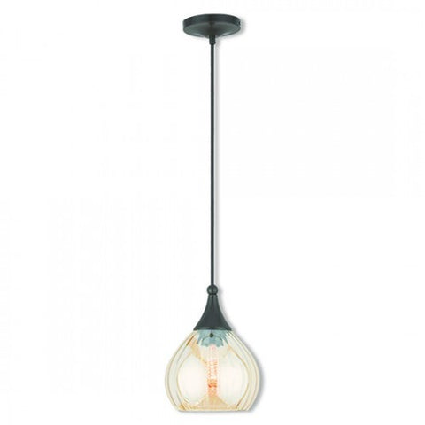 Livex Lighting Art Glass Mini Pendant 1 Light English Bronze Mini Pendant