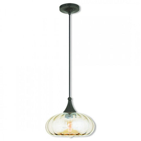 Livex Lighting Art Glass Mini Pendant 1 Light English Bronze Mini Pendant