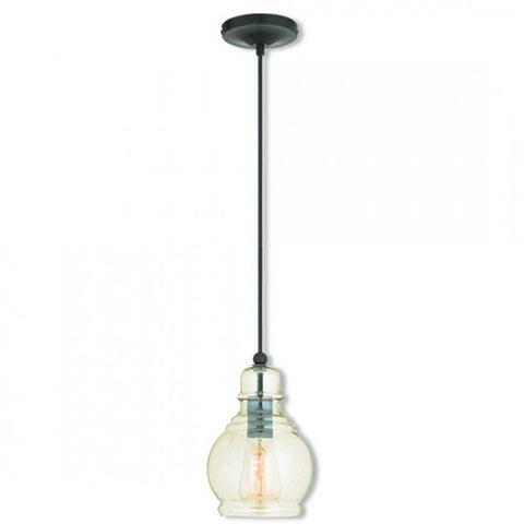 Livex Lighting Art Glass Mini Pendant 1 Light English Bronze Mini Pendant