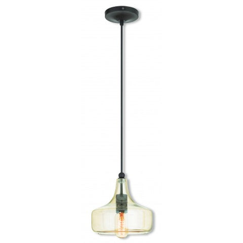 Livex Lighting Art Glass Mini Pendant 1 Light English Bronze Mini Pendant