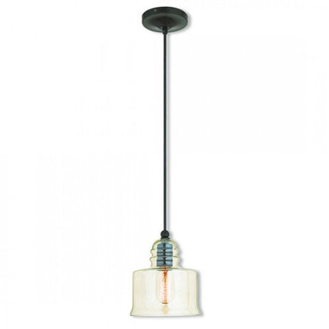 Livex Lighting Art Glass Mini Pendant 1 Light English Bronze Mini Pendant
