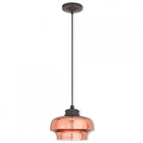 Livex Lighting Art Glass Mini Pendant 1 Light English Bronze Mini Pendant
