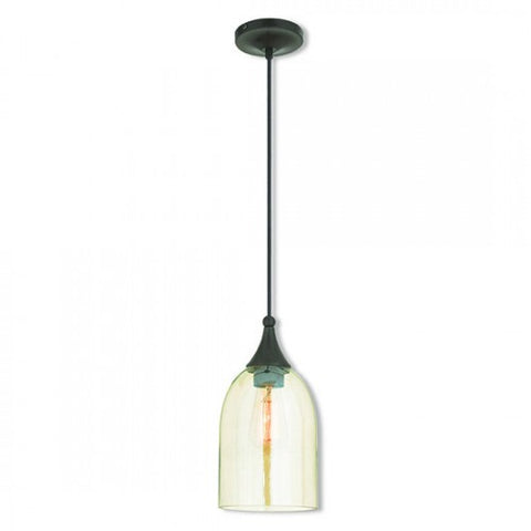Livex Lighting Art Glass Mini Pendant 1 Light English Bronze Mini Pendant