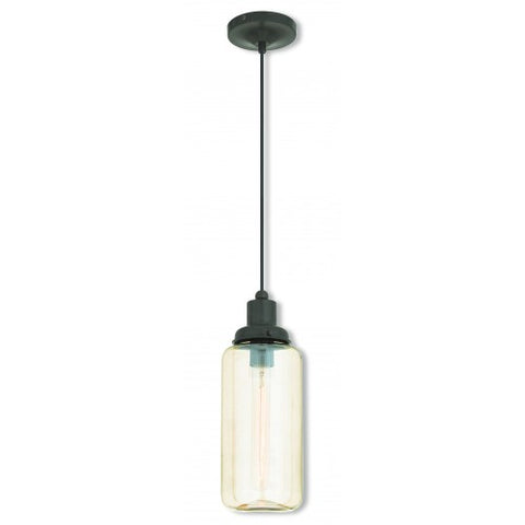 Livex Lighting Art Glass Mini Pendant 1 Light English Bronze Mini Pendant
