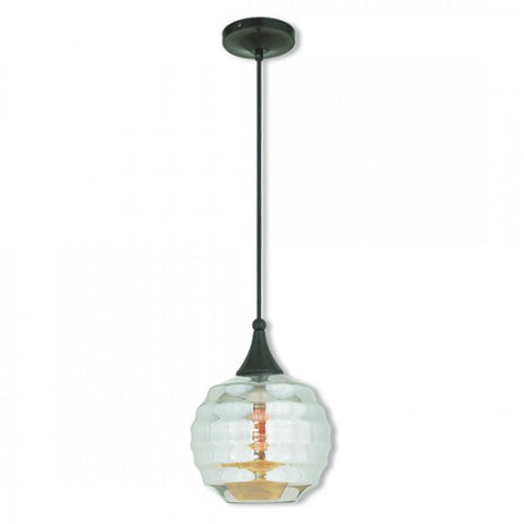 Livex Lighting Art Glass Mini Pendant 1 Light English Bronze Mini Pendant